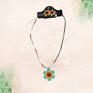 Bead necklace and earrings